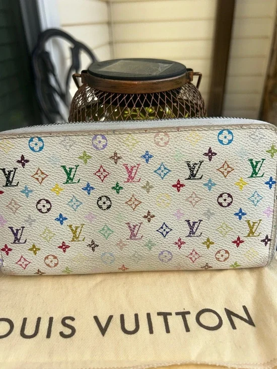 Louis Vuitton Multicolor Monogram White Canvas Zip Wallet - Picture 3 of 7